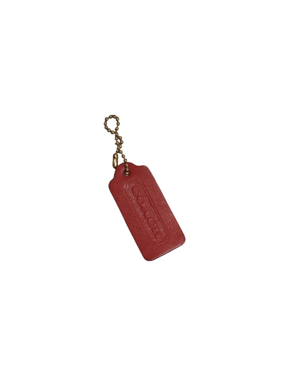 Coach Vintage Red Leather Hangtag With Brass Chain Like New